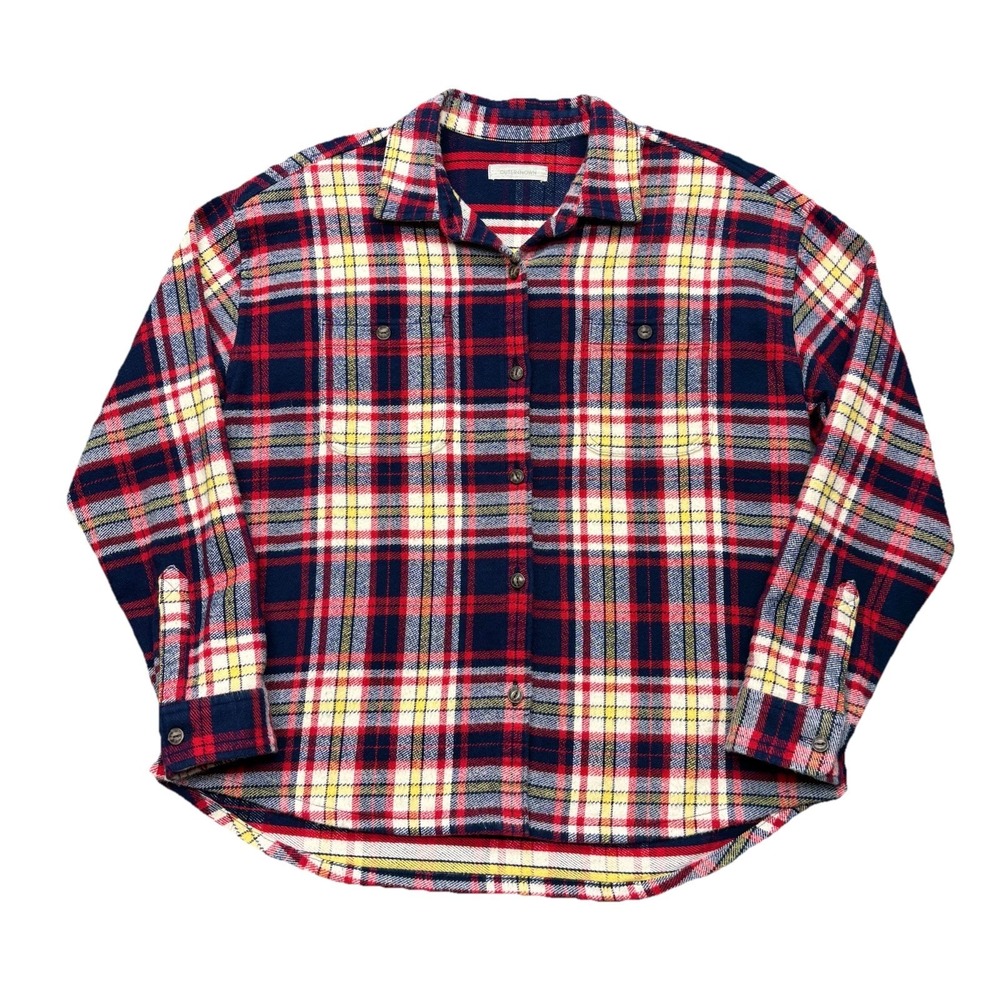 Outerknown Flannel Shirt Mens XS Multicolor Plaid Long Sleeve Organic Cotton‎